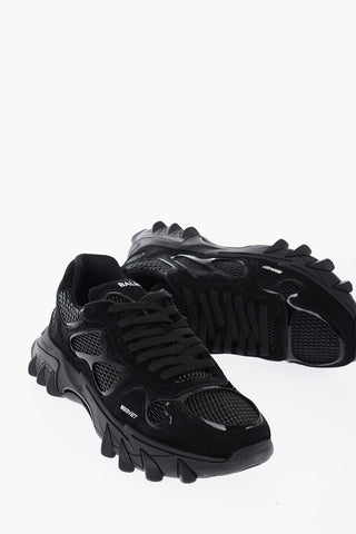 Sneakers Basse in Suede e Tessuto a tinta Unita