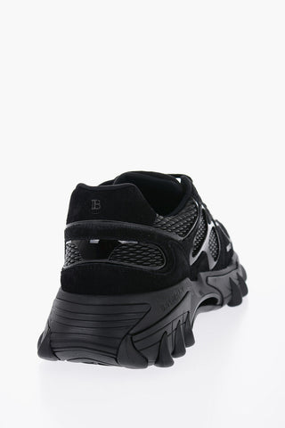 Sneakers Basse in Suede e Tessuto a tinta Unita