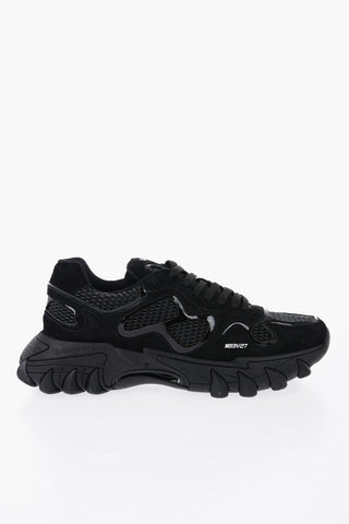 Sneakers Basse in Suede e Tessuto a tinta Unita