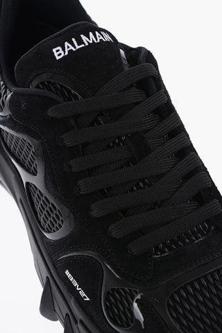 Sneakers Basse in Suede e Tessuto a tinta Unita
