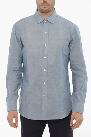 Spread Collar Cotton Shirt