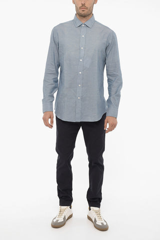Spread Collar Cotton Shirt