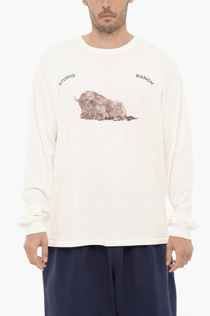 T-Shirt Girocollo STUDIO RANCH a Manica Lunga con Stampa sul Fronte