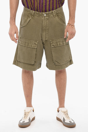 Shorts Cargo in Tinta Unita con Passanti