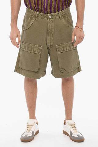 Shorts Cargo in Tinta Unita con Passanti
