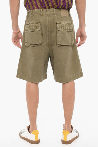 Shorts Cargo in Tinta Unita con Passanti
