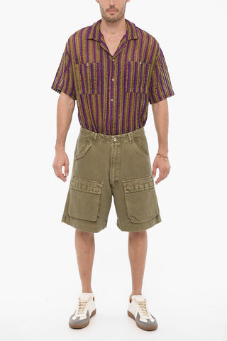 Shorts Cargo in Tinta Unita con Passanti