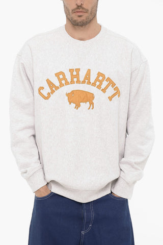 Fleeced Cotton Crew-neck Sweatshirt with Contrasting Detail