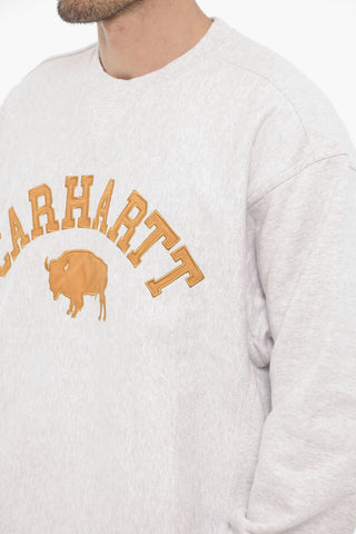 Fleeced Cotton Crew-neck Sweatshirt with Contrasting Detail