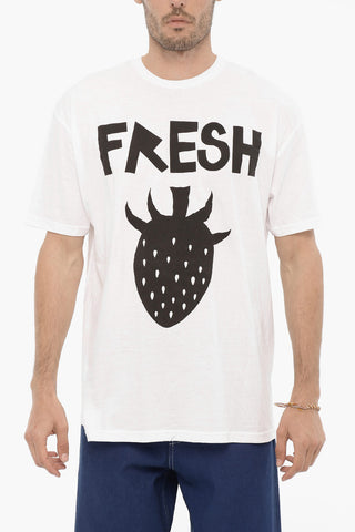 Crew-Neck Cotton T-shirt with Contrast Print