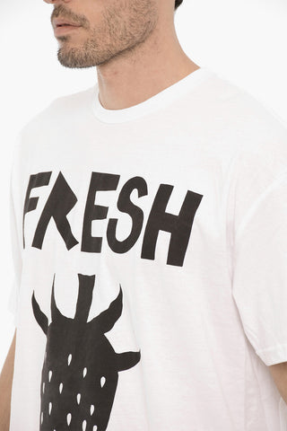 Crew-Neck Cotton T-shirt with Contrast Print