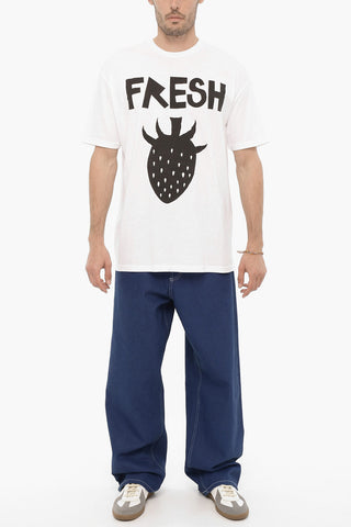 Crew-Neck Cotton T-shirt with Contrast Print