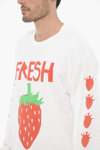 Crew-Neck Cotton T-shirt with Contrast Print