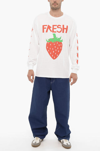 Crew-Neck Cotton T-shirt with Contrast Print