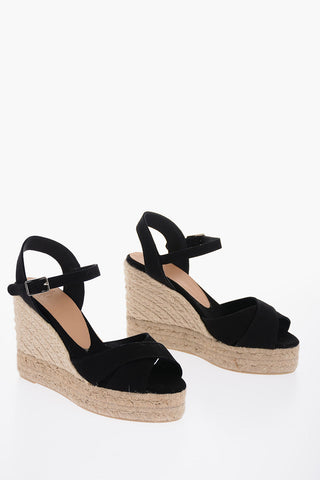 Organic Cotton BLAUDELL Ankle-Strap Espadrilles with Wedge 10cm
