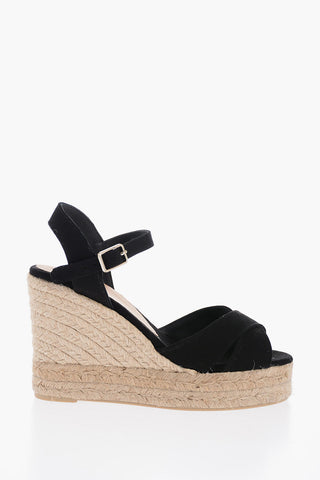 Organic Cotton BLAUDELL Ankle-Strap Espadrilles with Wedge 10cm