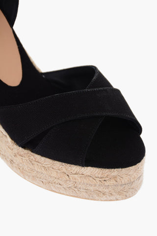 Organic Cotton BLAUDELL Ankle-Strap Espadrilles with Wedge 10cm