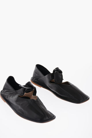 Square Toe Soft Leather LLASADA Ballet Flats with Bow