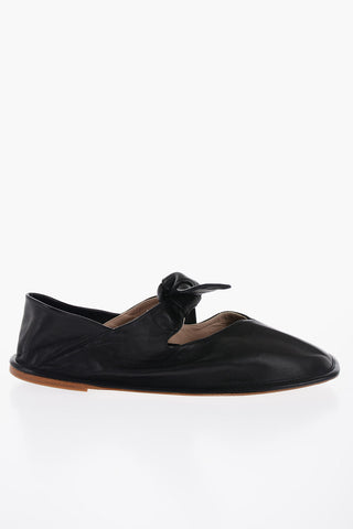 Square Toe Soft Leather LLASADA Ballet Flats with Bow