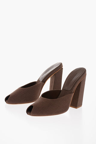GIA COUTURE Open Toe Linen ROSIE Mules 12cm