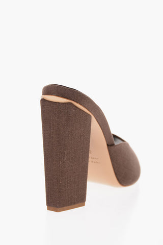 GIA COUTURE Open Toe Linen ROSIE Mules 12cm