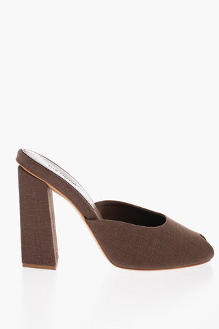 GIA COUTURE Open Toe Linen ROSIE Mules 12cm