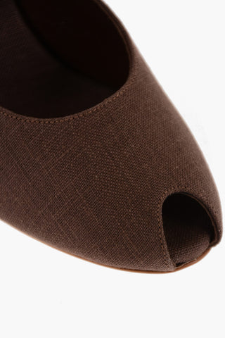 GIA COUTURE Open Toe Linen ROSIE Mules 12cm
