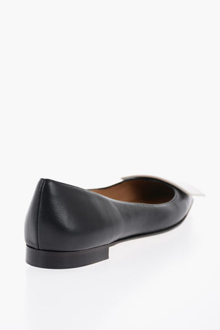 Ballerine in Pelle con Dettaglio Squadrato