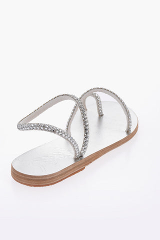 Leather ELEFTHERIA Thong Sandals with Rhinestone Embellishment