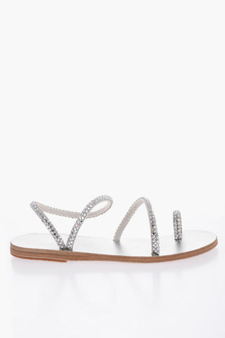 Leather ELEFTHERIA Thong Sandals with Rhinestone Embellishment