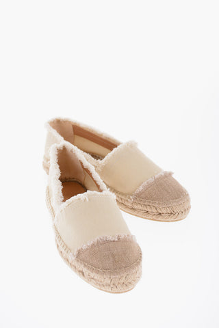 Frayed Fabric KAMPALA Espadrilles with Raffia Edge