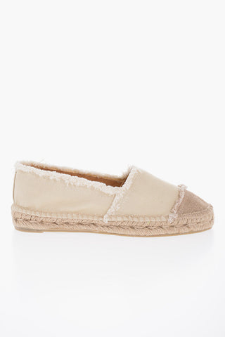 Espadrillas KAMPALA in Tessuto Sfrangiato con Suola in Rafia 