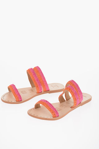 Two-Tone 3-Bands YACATA'N Raffia Sandals