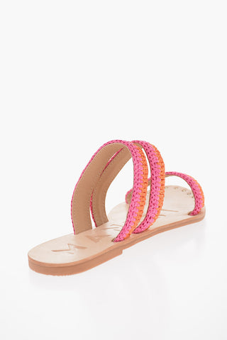 Two-Tone 3-Bands YACATA'N Raffia Sandals