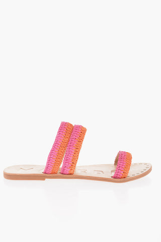 Two-Tone 3-Bands YACATA'N Raffia Sandals