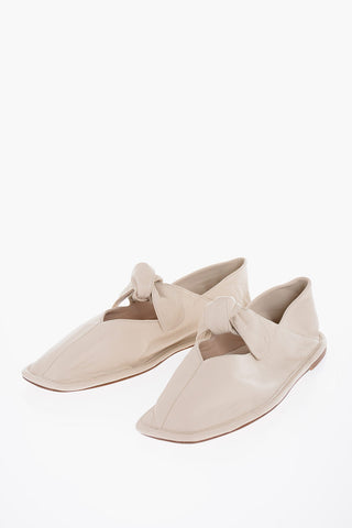 Square Toe Soft Leather LLASADA Ballet Flats with Bow