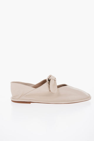 Square Toe Soft Leather LLASADA Ballet Flats with Bow