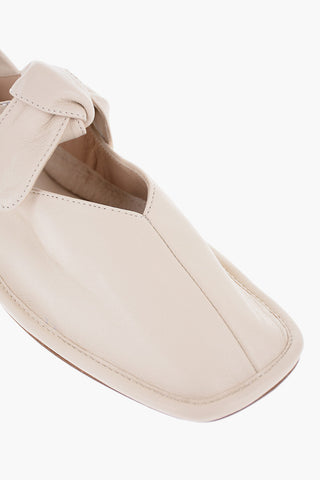 Square Toe Soft Leather LLASADA Ballet Flats with Bow