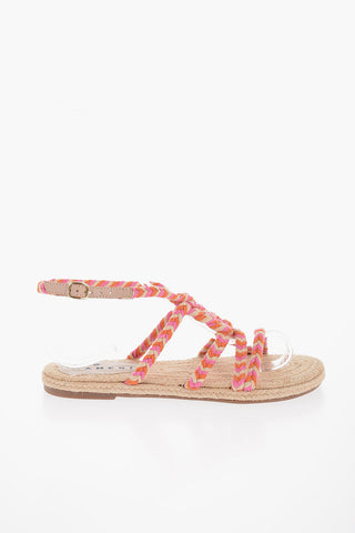 Multicolor Braided Fabric YUCATA'N Ankle Strap Sandals