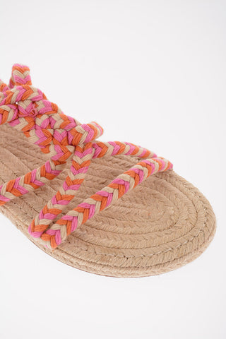 Multicolor Braided Fabric YUCATA'N Ankle Strap Sandals