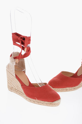Organic Cotton CARINA Lace-up Espadrilles with Wedge 9cm