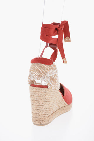 Organic Cotton CARINA Lace-up Espadrilles with Wedge 9cm