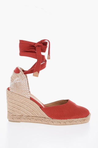 Organic Cotton CARINA Lace-up Espadrilles with Wedge 9cm