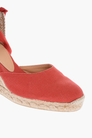 Organic Cotton CARINA Lace-up Espadrilles with Wedge 9cm