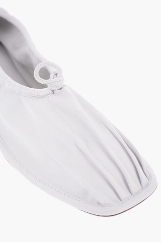 Square Toe Soft Leather PUNTERA Ballet Flats with Pleated Detail