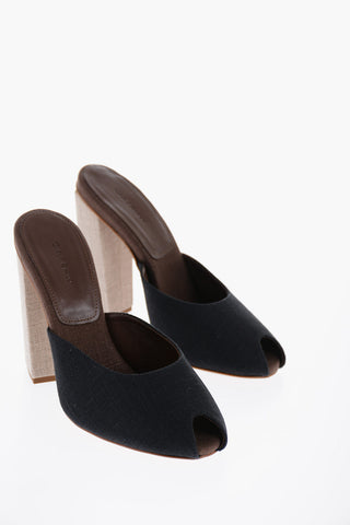 GIA COUTURE Mules ROSIE38 in Lino Open Toe Tacco 11cm
