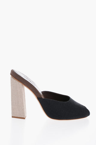 GIA COUTURE Mules ROSIE38 in Lino Open Toe Tacco 11cm