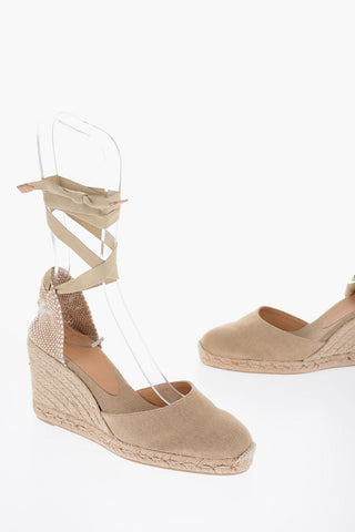 Lace-Up CARINA Espadrillas with Raffia Wedge 10cm