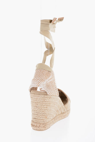 Lace-Up CARINA Espadrillas with Raffia Wedge 10cm