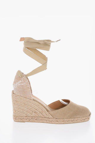 Lace-Up CARINA Espadrillas with Raffia Wedge 10cm